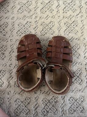Toddler Brown Leather Fisherman Sandals - Secure Strap Comfort